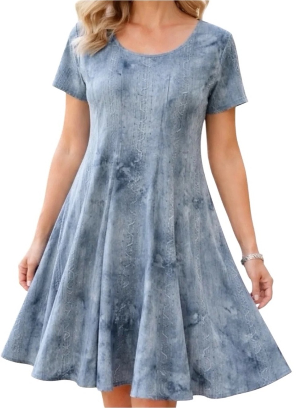 Sami & Jo Plus Size 2X Chambray Denim Look Fit & Flare Dress NWT